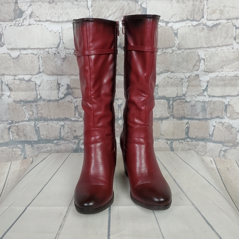 Vangelo Donna Mid Calf Heeled Dress Boot Bordo Red 37/6.5 - Picture 4 of 16